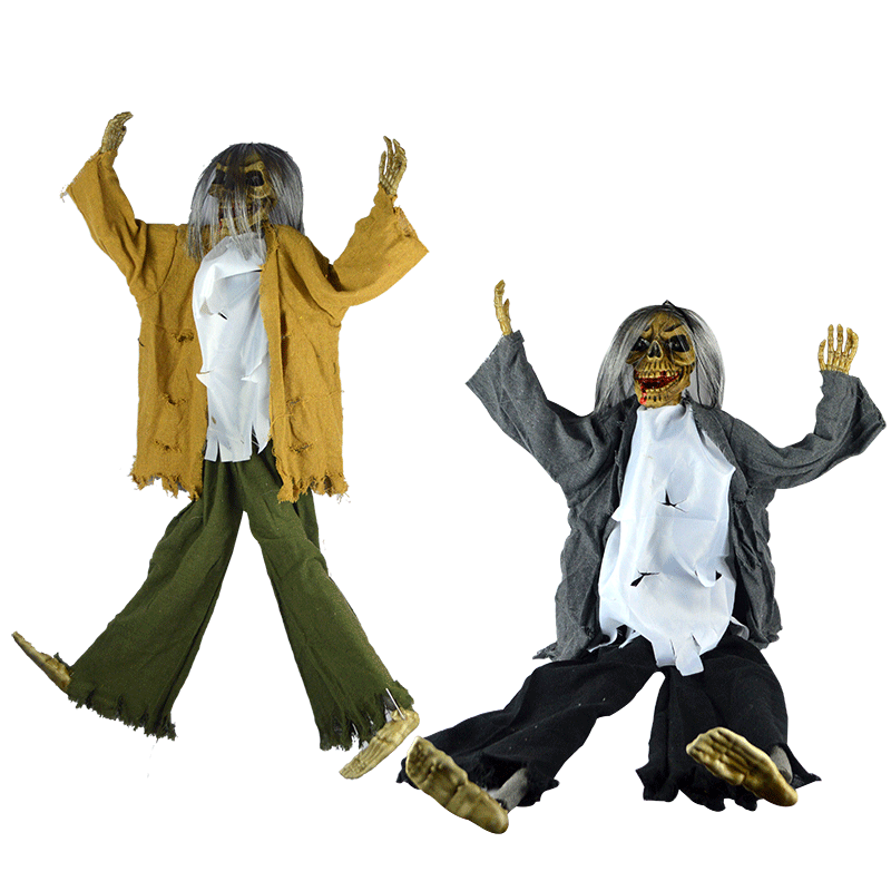 万圣节骷髅吊鬼人形声控发光鬼叫吊鬼木乃伊骷髅鬼会踢腿吊鬼挂件