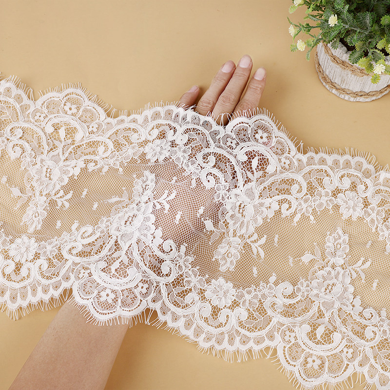 高端立体车骨蕾丝花边婚纱礼服蕾丝边服装辅料白色硬挺22-38CM宽
