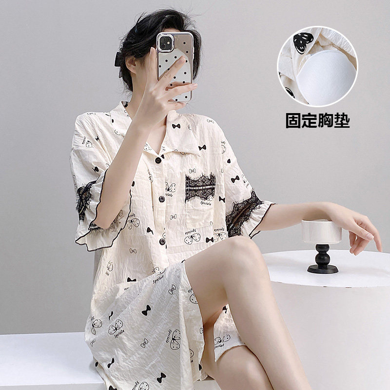 中袖开衫甜美洋气印花夏季薄款