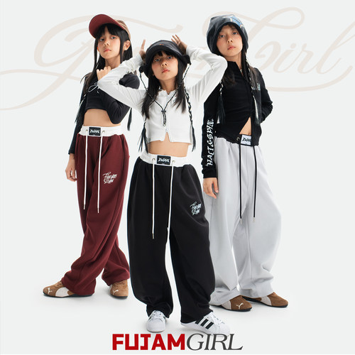 FUJAM儿童街舞潮牌女童爵士舞弯刀裤街舞运动裤美式街头hiphop潮