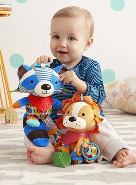 现货/ 美国Skiphop婴儿布牙胶玩具安全啃咬视觉正品动物安抚玩偶