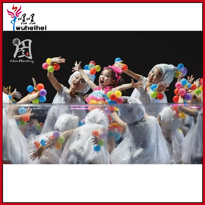 幼儿园可爱娃娃舞蹈服儿童泡泡时光演出服我爱洗澡女童白色公主裙