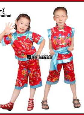 演出扭秧歌舞蹈服汉族花布衫