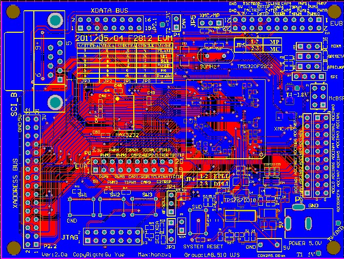 tms320f2812 DSP2812系统开发板PCB 带有CAN USB AD转换 温度传感