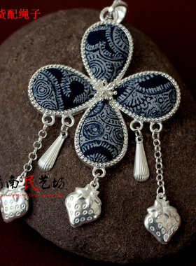 民族风蜡染蝴蝶吊坠锁骨链颈饰品