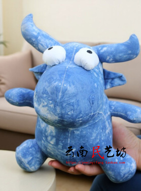云南民族风扎染蓝染龙牛摆件礼品