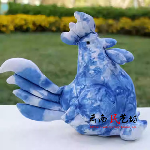 云南丽江大理古城手工扎染布艺公鸡猫咪大龙可爱公仔摆件儿童礼物