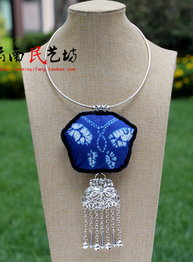 混合材质项圈女手工扎染手工缝制