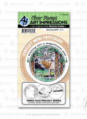 Art Impressions 林中麋鹿三折卡 Elk Circlet 印章切模套组