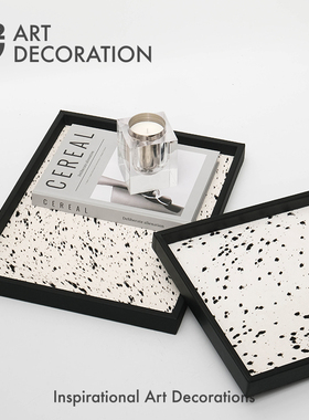 意式轻奢现代简约马毛装饰托盘样板间装饰品摆件