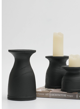 中古风仿炭化木树脂烛台