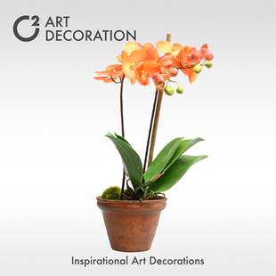 新春仿真假花蝴蝶兰盆栽样板房花艺软装饰品摆件餐厅会所陈列道具
