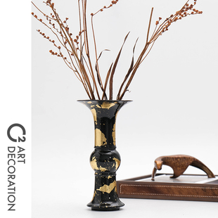 中古老钱风树脂花瓶样板间售楼处酒店书柜茶几玄关花艺装饰摆件