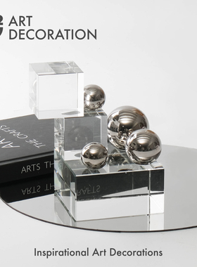 水晶玻璃轻奢风客厅书房桌面