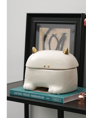 现代可爱怪兽陶瓷收纳储物罐样板间售楼处儿童房幼儿园装饰品摆件