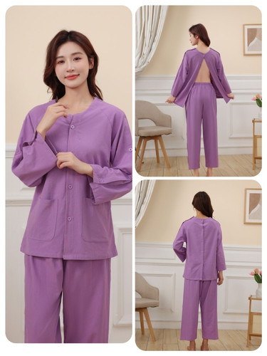 纯棉前后开衫艾灸服涤棉长款男女艾灸衣中医推拿理疗服刮痧理疗服