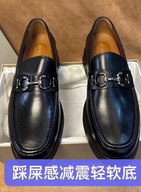 撤柜法国品牌高端男士一脚蹬时尚乐福皮鞋进口头层牛皮减震底M223