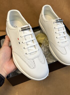 断码41撤品牌高端男夏季白色透气休闲皮鞋进口头层牛皮有防伪AC94