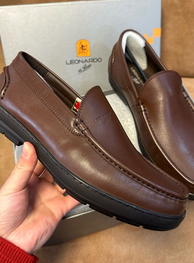撤柜39 41 4243品牌Leonardo男一脚蹬皮鞋进口头层软牛皮AA18