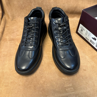 黑色休闲皮鞋 撤柜37 40品牌高端男士 进口头层牛皮上线底H03