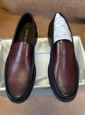 撤柜41 42梦高端男士棕色一脚蹬乐福皮鞋进口头层牛皮XL底舒适M9