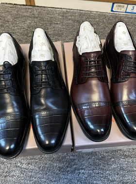断码43撤柜品牌梦男三接头商务休闲皮鞋进口头层牛皮软底M141