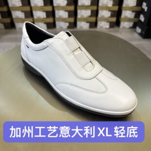 撤柜高端宾du男白色一脚蹬皮鞋 进口头层牛皮XL软底N126 断码