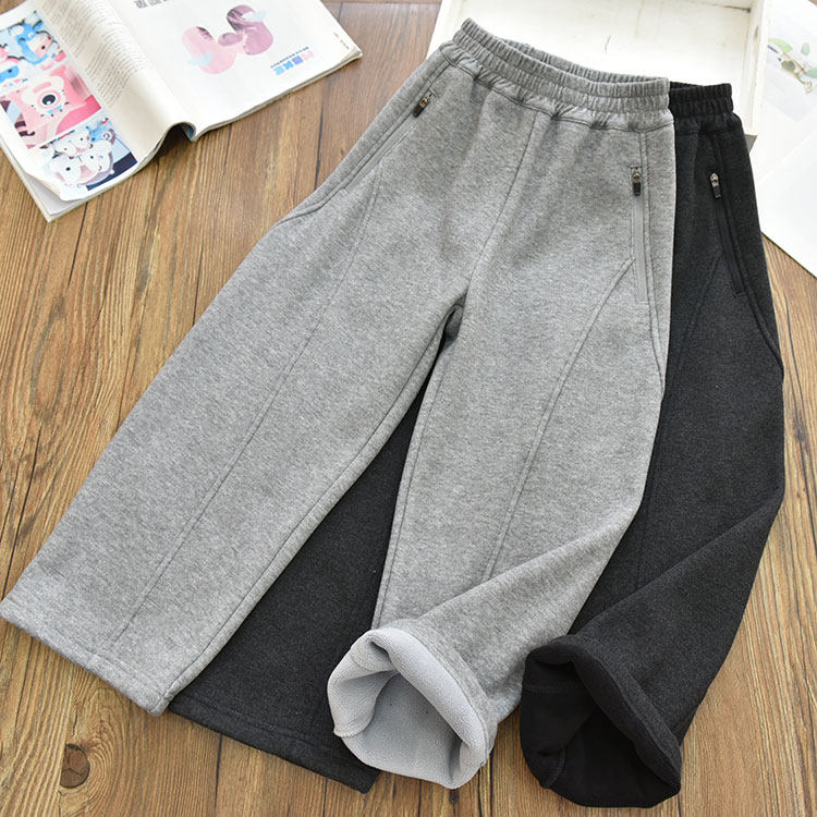女童一体绒保暖拉链拼条直筒香蕉裤 中大儿童休闲宽松弯刀裤冬,童装/婴儿装/亲子装,裤子,淘宝优惠券,粉丝福利购,淘宝优惠卷