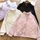女童加绒防风立领菱格外套中大儿童早春深秋冬薄棉服上衣校服神器