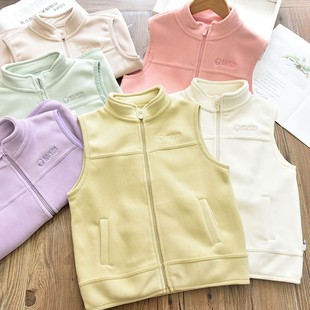 男女童保暖厚实立领无袖马甲中大儿童双面密密绒内搭坎肩外套春秋