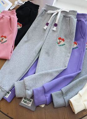 清仓福利款|女童春秋韩版洋气百搭休闲宽松束脚卡通刺绣运动卫裤