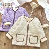 男女童加厚保暖厚实绗缝菱格小棉袄 棉服外套冬 中大儿童拉链衫