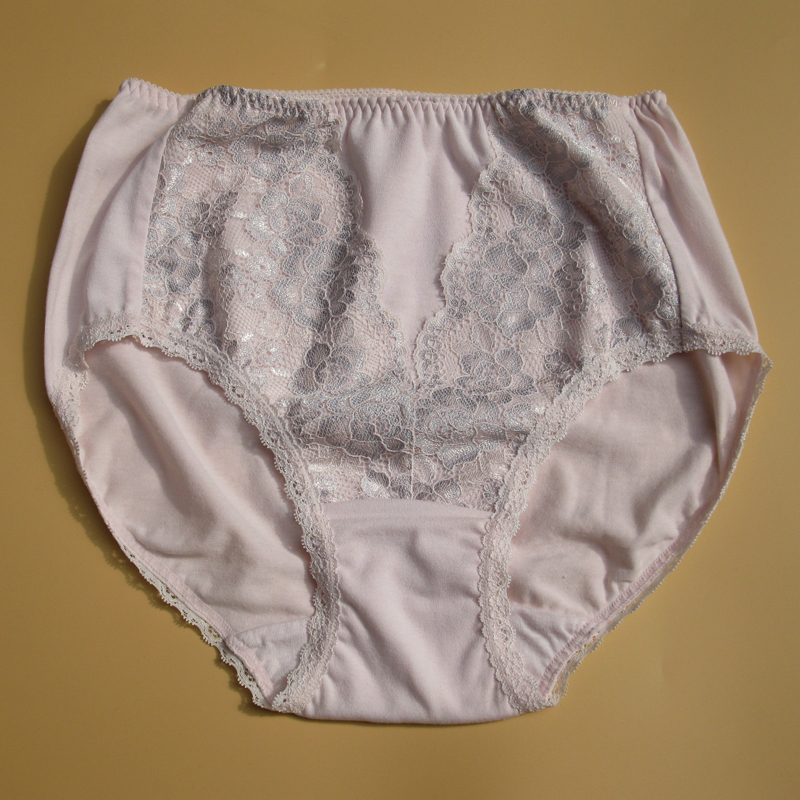 莱卡棉花边大码高腰三角内裤