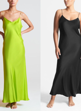 碧波流光·丝滑整个夏天 雅致轻奢 重磅砂洗桑蚕丝斜裁真丝吊带裙