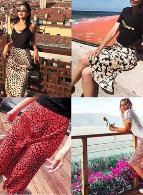 西班牙品牌印花真丝半裙底银泰家2019百搭精品半裙 百搭精致多色~
