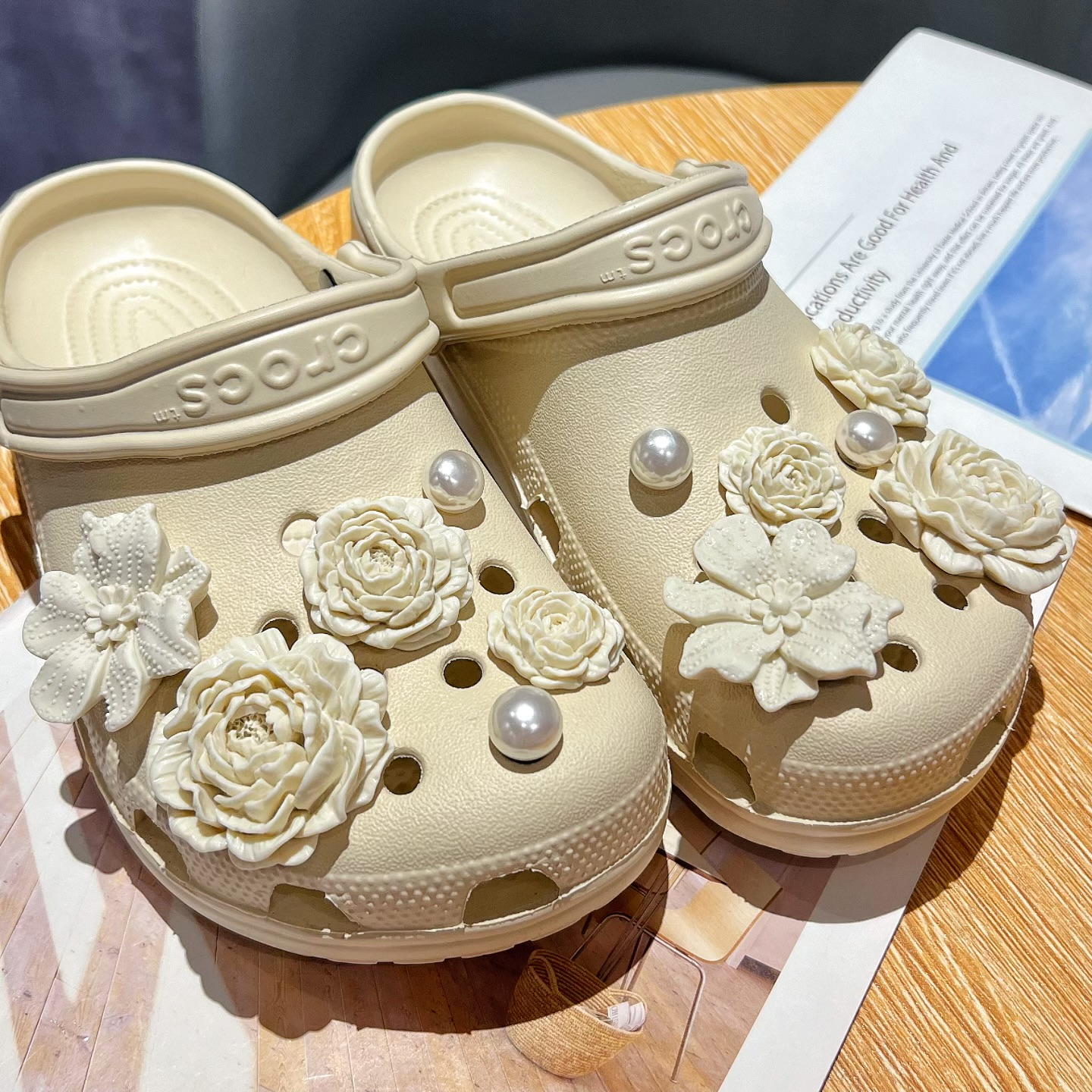 洞洞鞋配饰高级感立体泡芙花朵