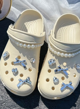 洞洞鞋配饰鞋花鞋扣diy高级感珍珠链条蝴蝶结装饰可拆卸适配crocs