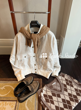 GAHKSTUDIO「经久不衰老钱风」自留款高级感经典口袋纯亚麻夹克
