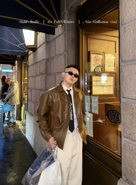 GAHKSTUDIO 经济上行时期店主私服 L*P 定染高级老钱极简皮夹克