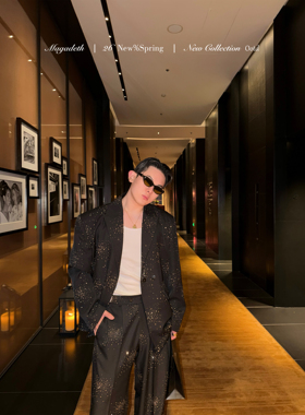 Magadeth 春季重磅高级感王子晚宴高富帅闪亮西服老钱风套装男士