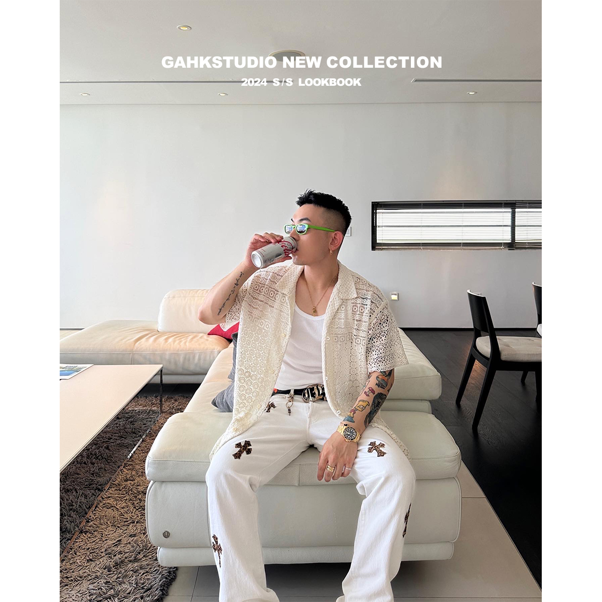 GAHKSTUDIO 店主私服高定 定制了很久 针织提花高级感衬衫