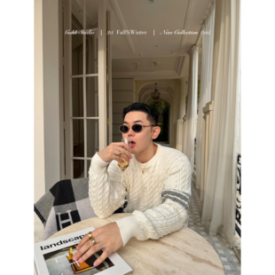 GAHKSTUDIO「经典再现」经济上行时期的高级经典麻花三道杠毛衣