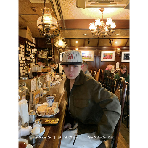 GAHKSTUDIO「新贵小公子」私服L*P复古正肩修身短款环保麂皮夹克