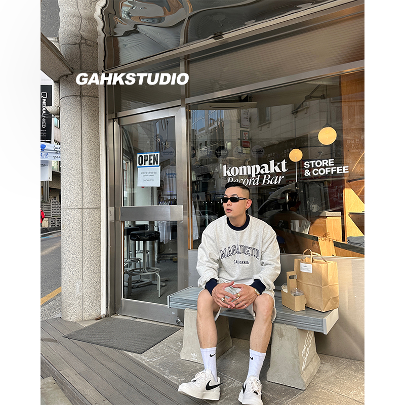 GAHKSTUDIO 「LA BOY」MAGADETH春夏美式复古圆领卫衣百搭舒适 男装 卫衣 原图主图