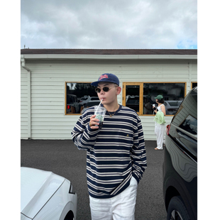 Magadeth合作款条纹T恤美式chic简单松弛感长短2款