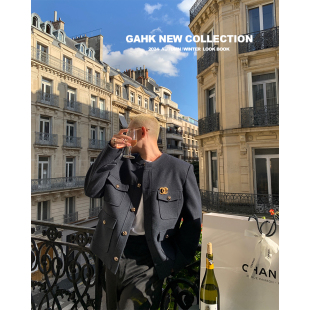 GAHKSTUDIO「巴黎贵公子」私服vintage80年代复古小香毛呢夹克