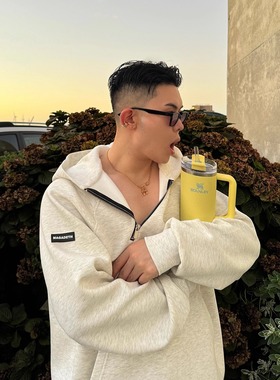 GAHKSTUDIO MAGADETH设计拉链轮廓卫衣简约独特科技面料轻便发热