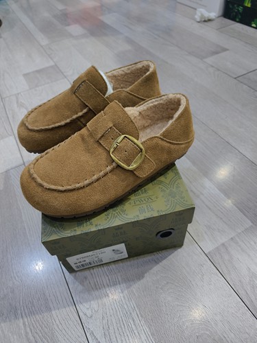 品味前线2025冬季新款女鞋平底软博肯鞋加绒保暖短靴真皮磨砂圆头