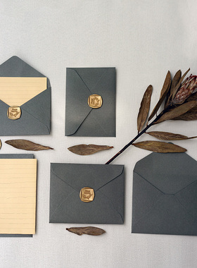 深灰色火漆贴印章happy birthday生日信封 含信纸复古文艺做旧