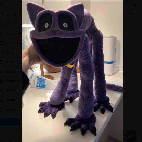 新款跨境 monster catnap plush 微笑朋友毛绒玩具 紫猫毛绒公仔